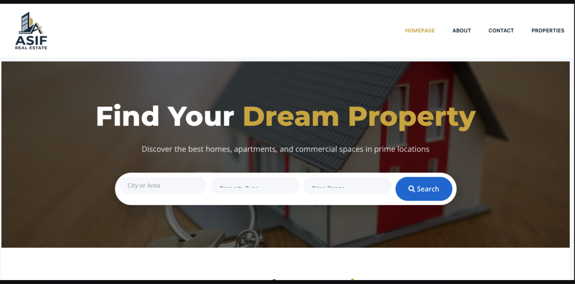 Asif Real Estate website homepage